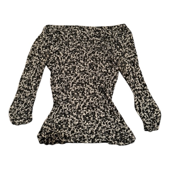 Diane Von Furstenberg Tops - Diane von Furstenberg Sheer Off the Shoulder Black and Grey Blouse S